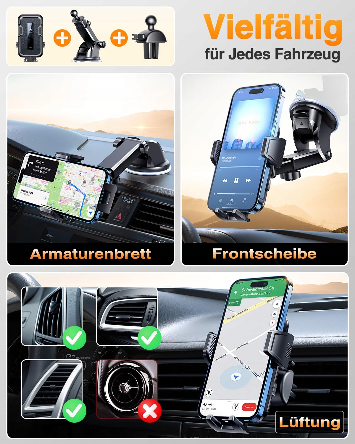 VANMASS Uchwyt Samochodowy Do Telefonu iPhone Android Uniwersalny — miniatura 5