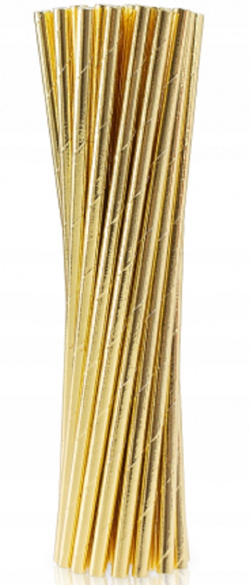 

Słomki papierowe złote błyszczące 24szt Go