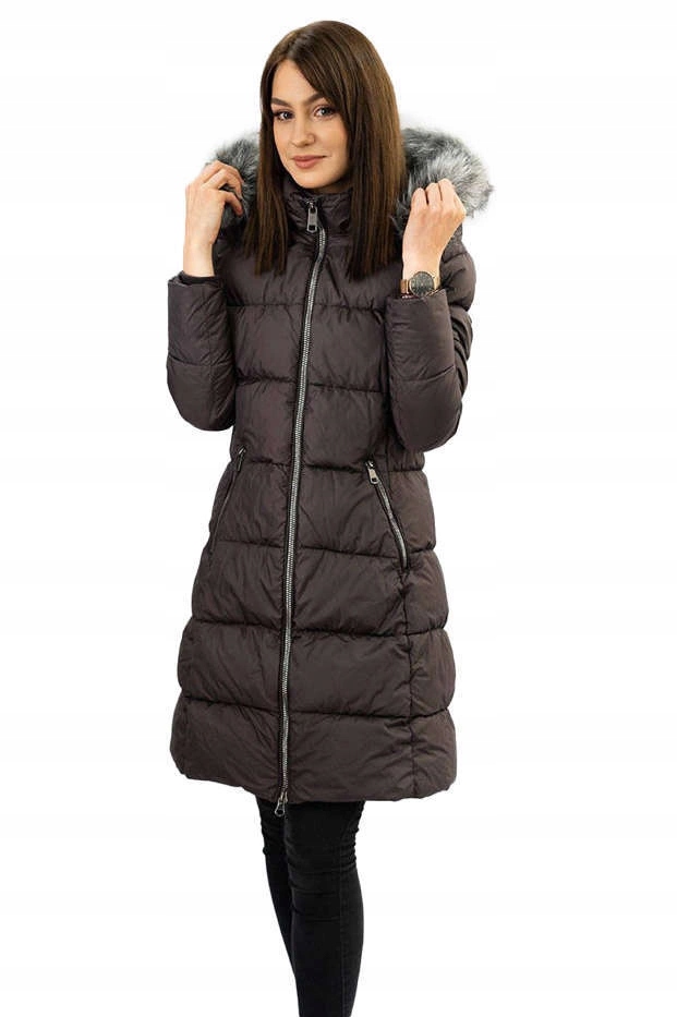 Prošívaná Dlouhá Bunda 7701 Lilková (36)