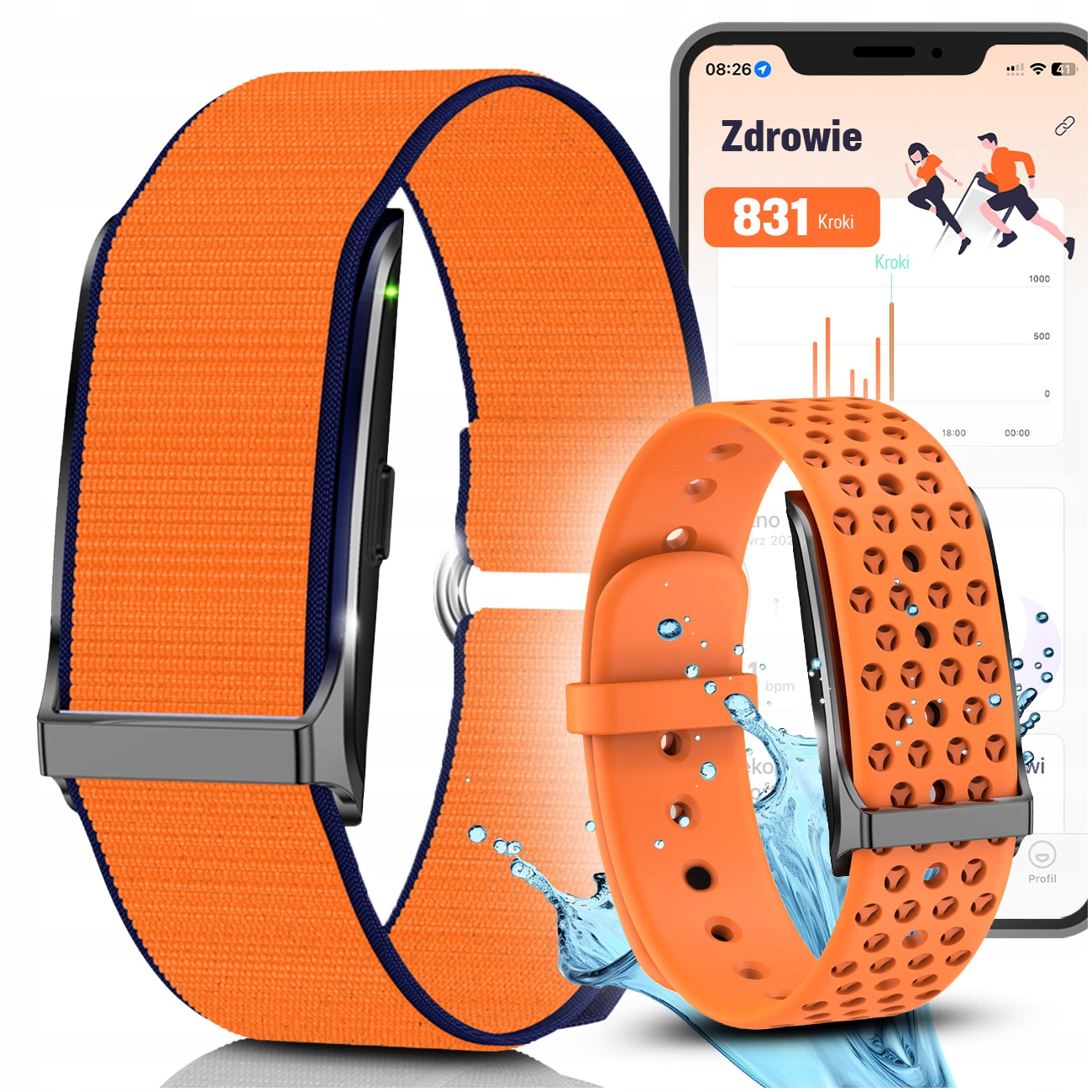 Sportovní chytrý Řemínek krevní tlak, puls, spánek, upozornění vodotěsný Pl