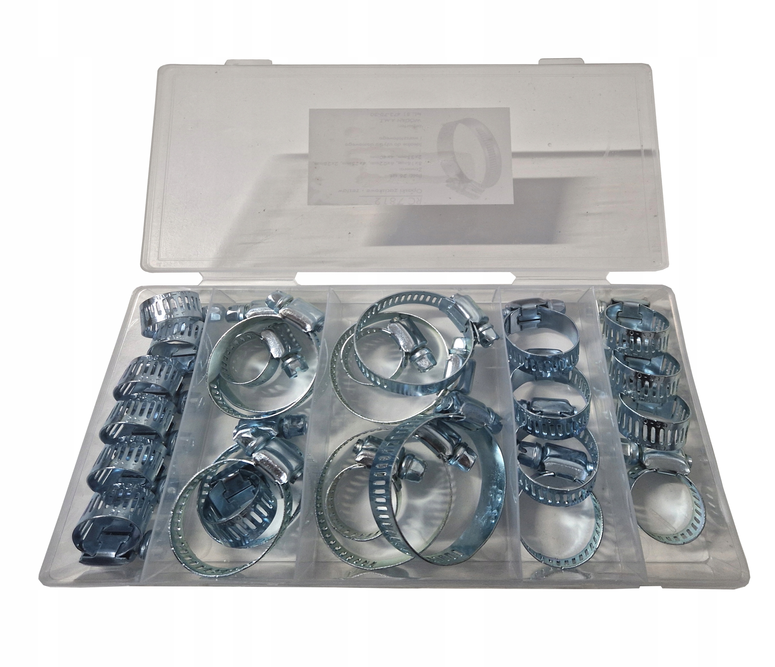 ZESTAW OPASEK ZACISKOWYCH 26 szt. OPASKA ŚLIMAKOWA 16 - 40MM + ETUI