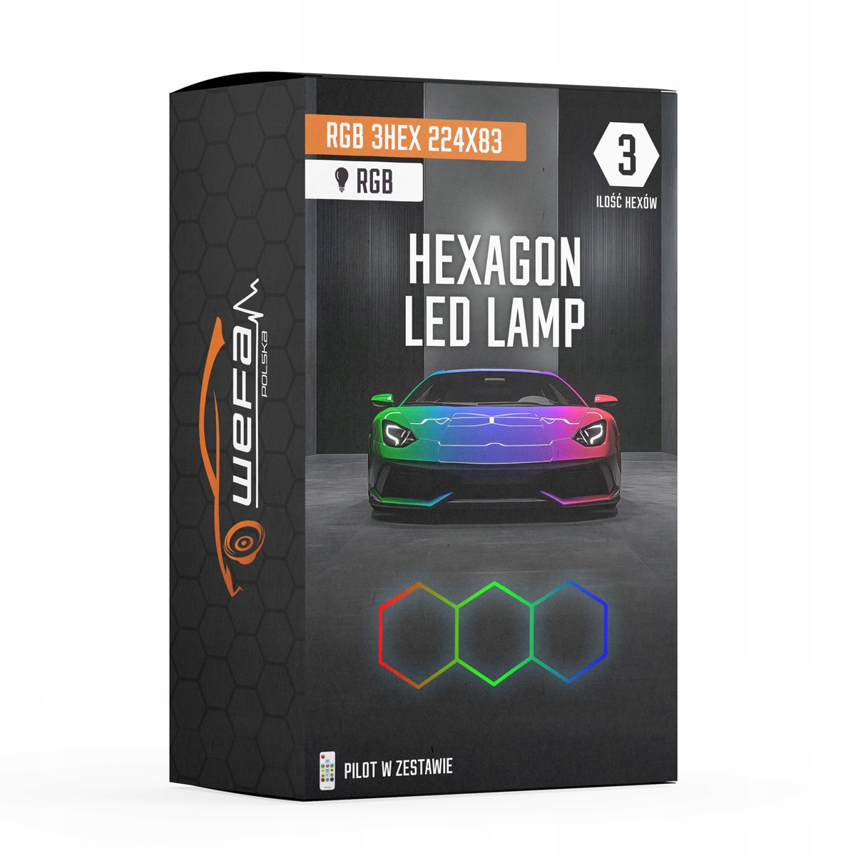 Lampa Alu Hexagon Rgb Kolor 3HEX 224x83 Medová Plástev Dílna Garáž Salon