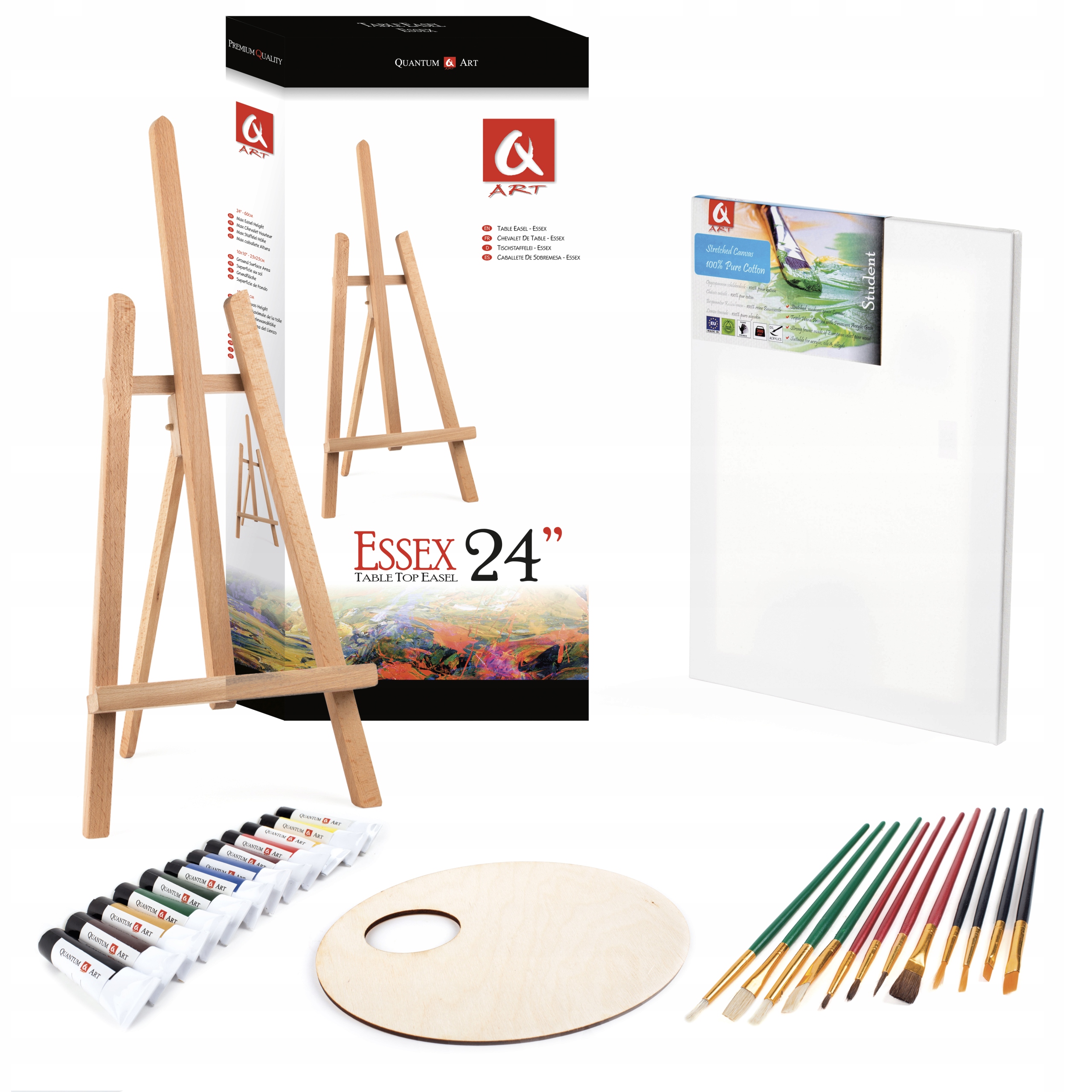 Malířská sada malířský stojan 60cm barvy blejtram olej