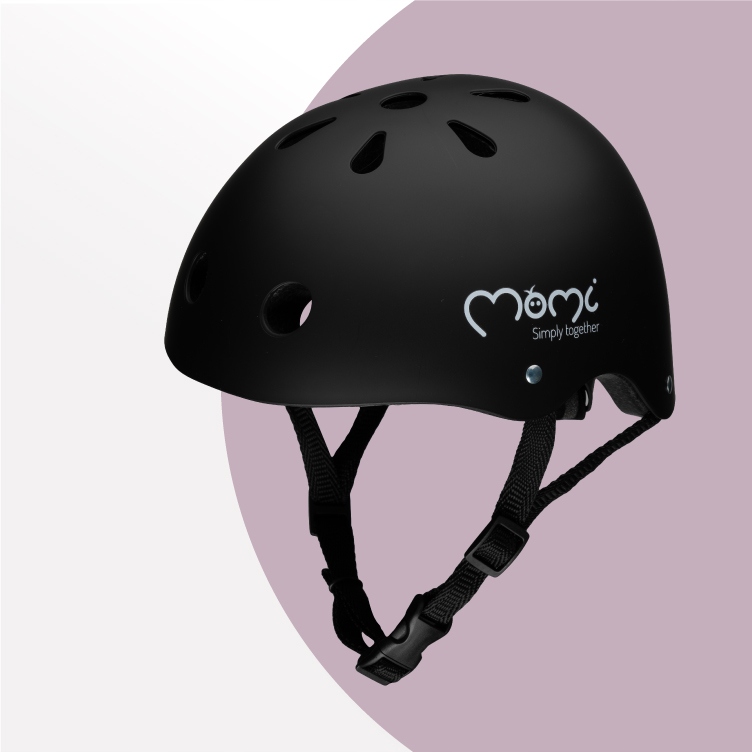 KASK DZIECIĘCY ROWER HULAJNOGA - MoMi MIMI CZARNY MAT - ABS EPS 47-58cm Marka MoMi