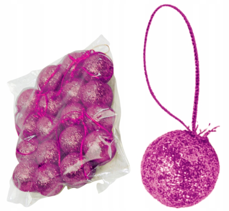 

Bombki brokatowe 2,5cm 18 szt Różowe