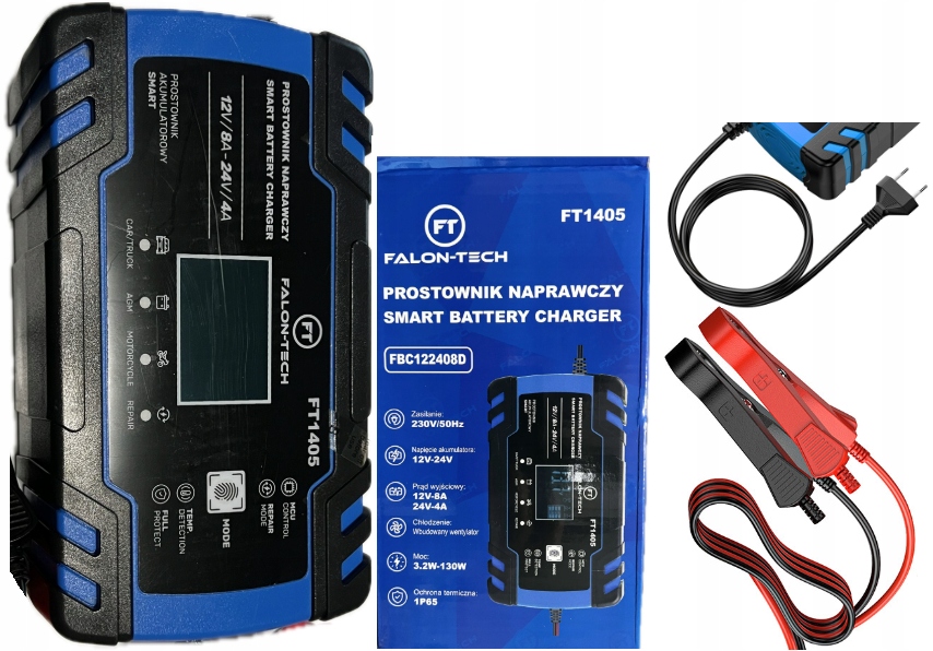 Falon-Tech Prostownik do akumulatora z funkcją naprawy 12V-8A 24V -4A