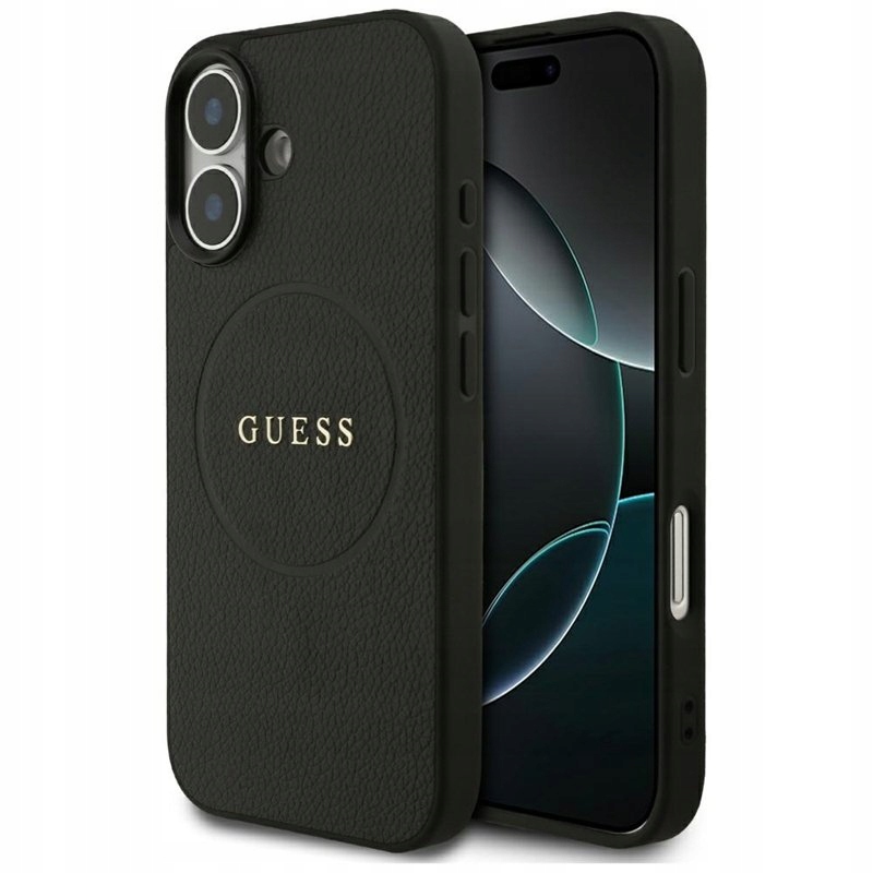 Guess Grained Ring MagSafe – Pouzdro pro iPhone 17 (černé)