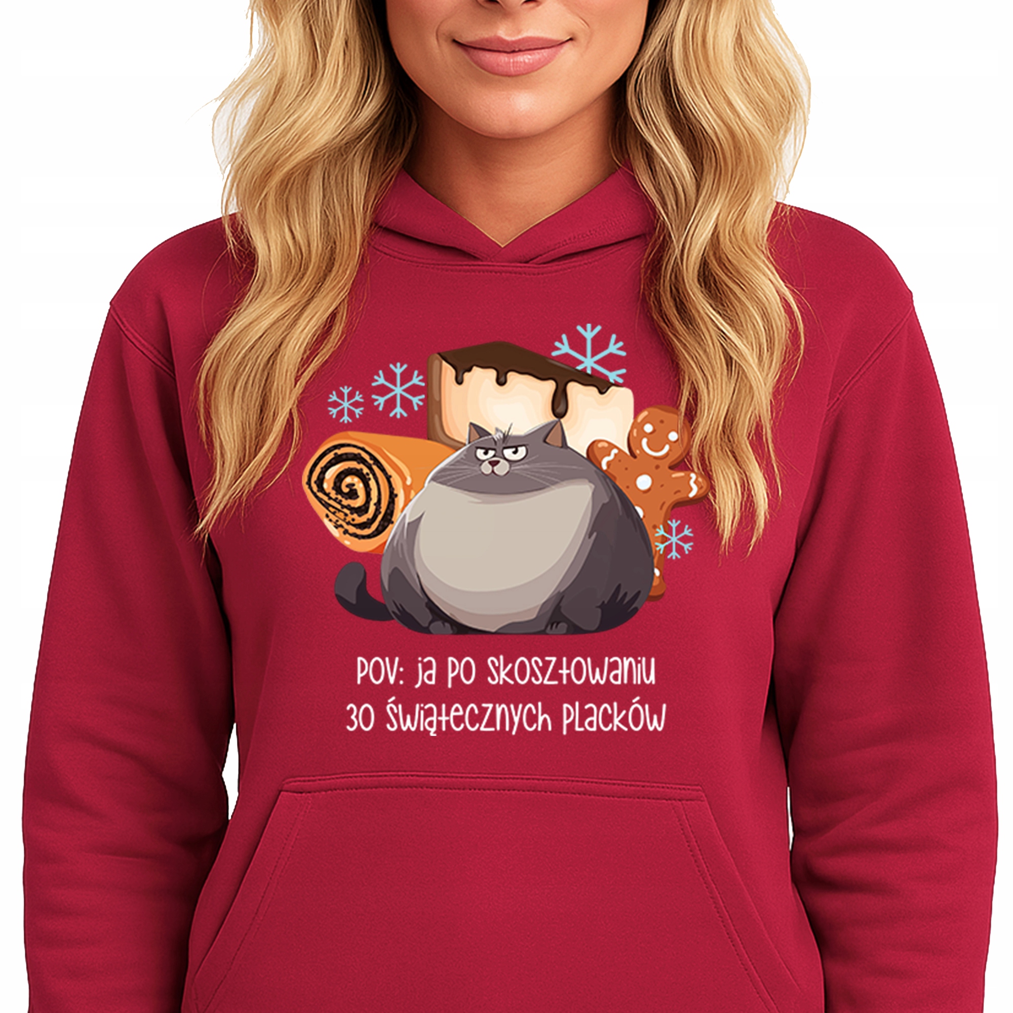 Mikina S Kapucí Červená Vánoční Já Po 30 vánočních Plackách Vel XL