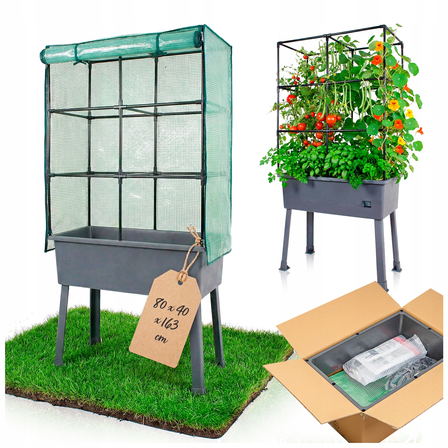 Balkonový miniskleník na zeleninu bylinky rajčata 80x40x162 sadbovač fólie