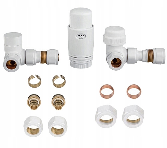 Invena Komplet Axiální Termostatický Ventil Bílý Termostat CD-25-B15-S