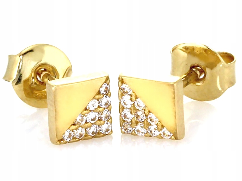 

Złote kolczyki 585 kwadraciki z cyrkoniami sztyft