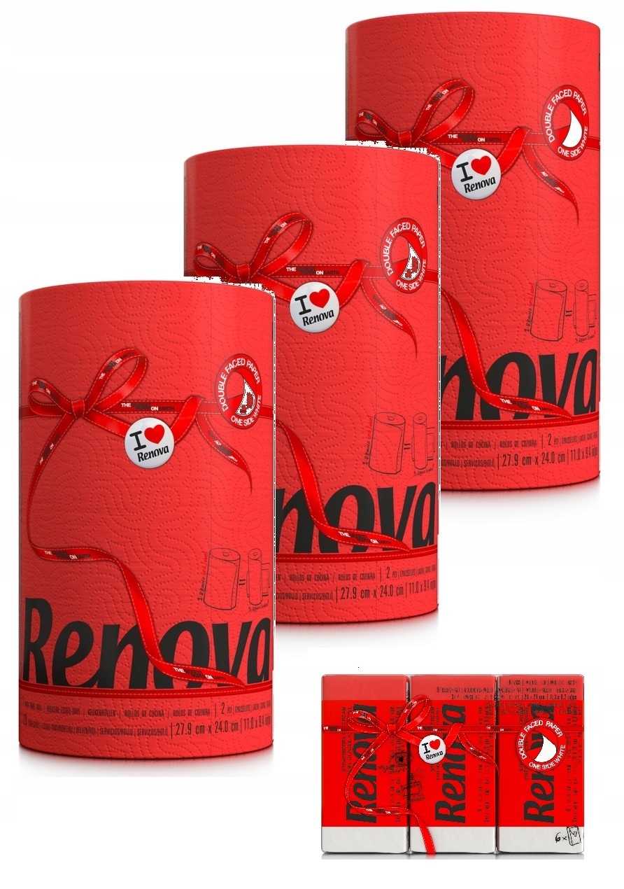 

3x Czerwony Ręcznik Papierowy Renova