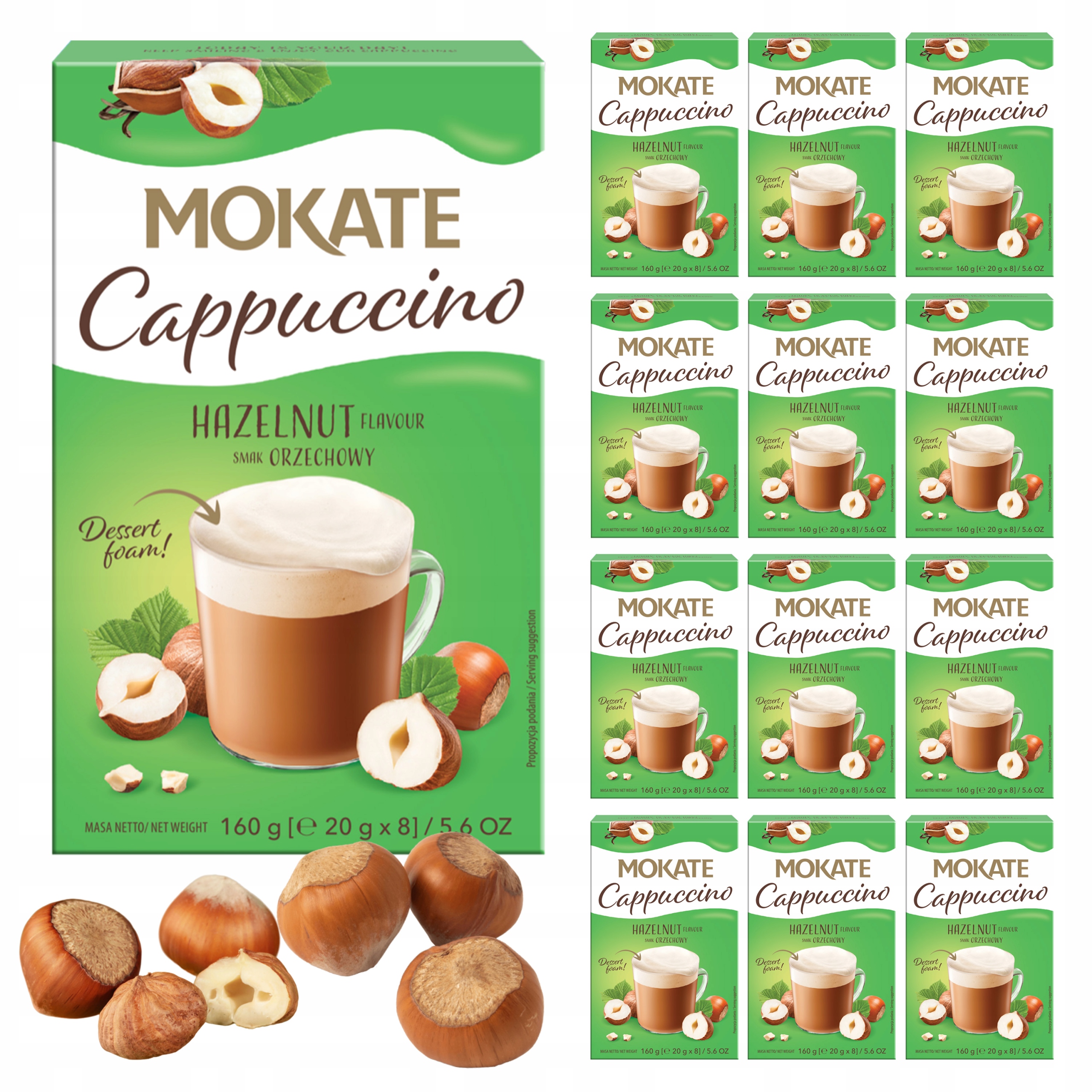 Levně Kávový nápoj Káva Cappuccino Ořechová s pěnou bez kávovaru 160 g Mokate