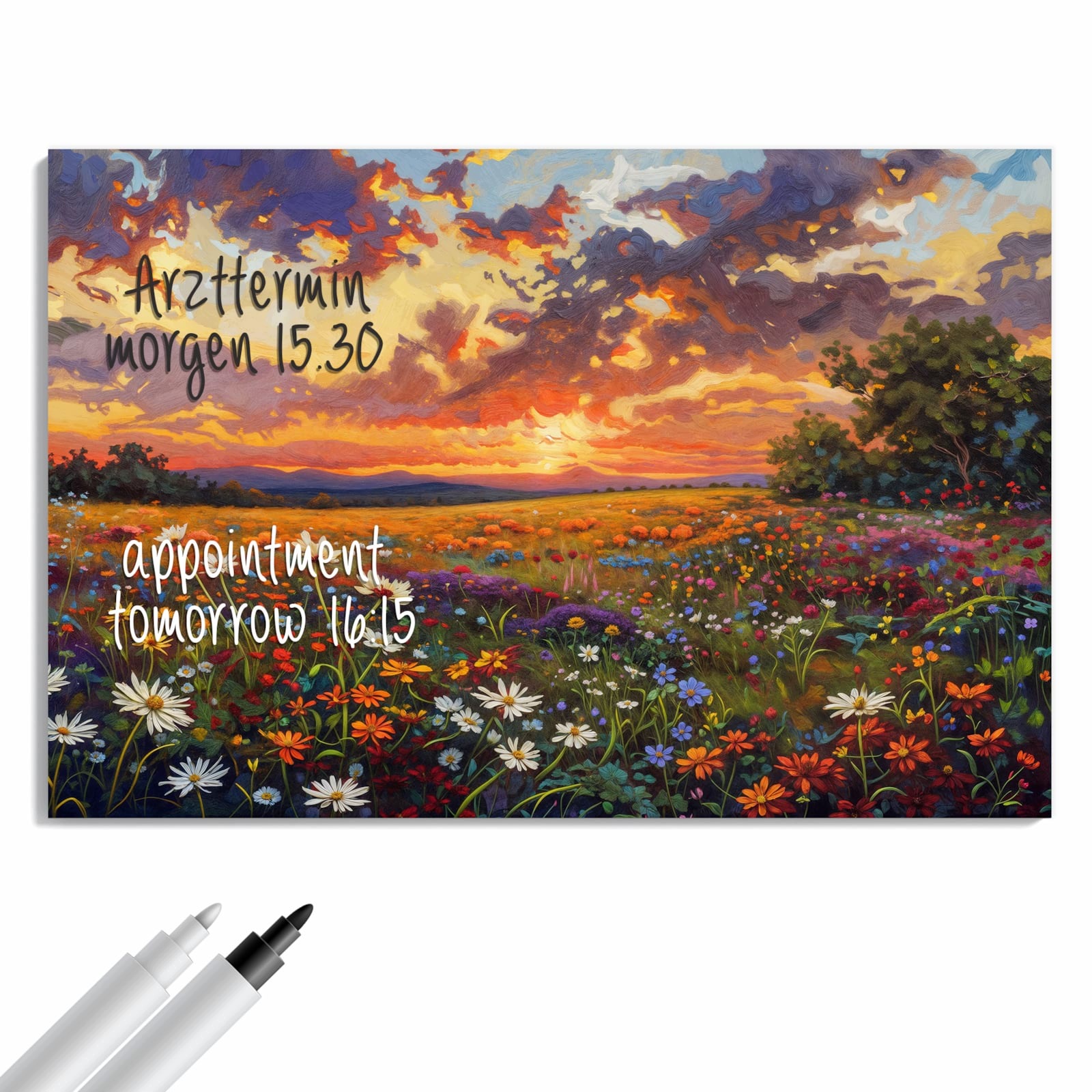 Magnetická tabule Louka květinová Západ slunce 60 × 40 cm