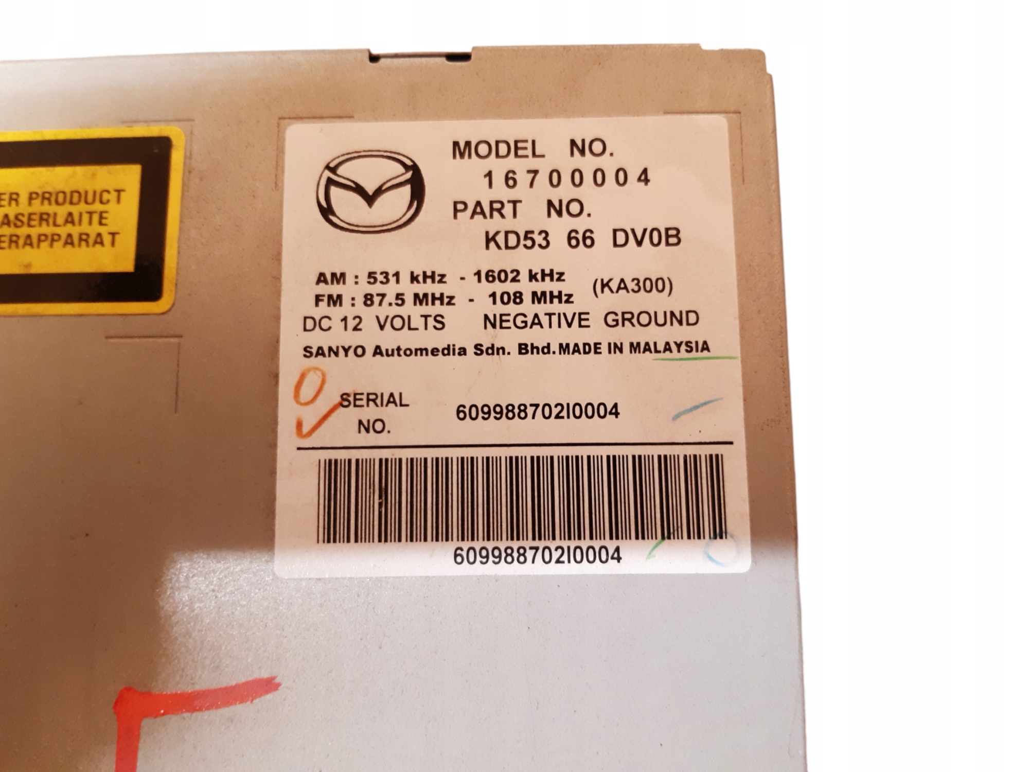 MAZDA CX5 CX-5 I 12- RADIO CD NAVIGACJIA KD5366DV0B Producent części Mazda OE