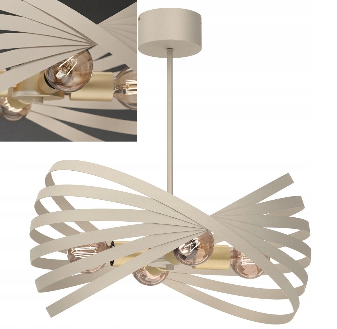 Závesná ozdobná lampa béžová a zlatá do obývacej izby, moderná Luminex