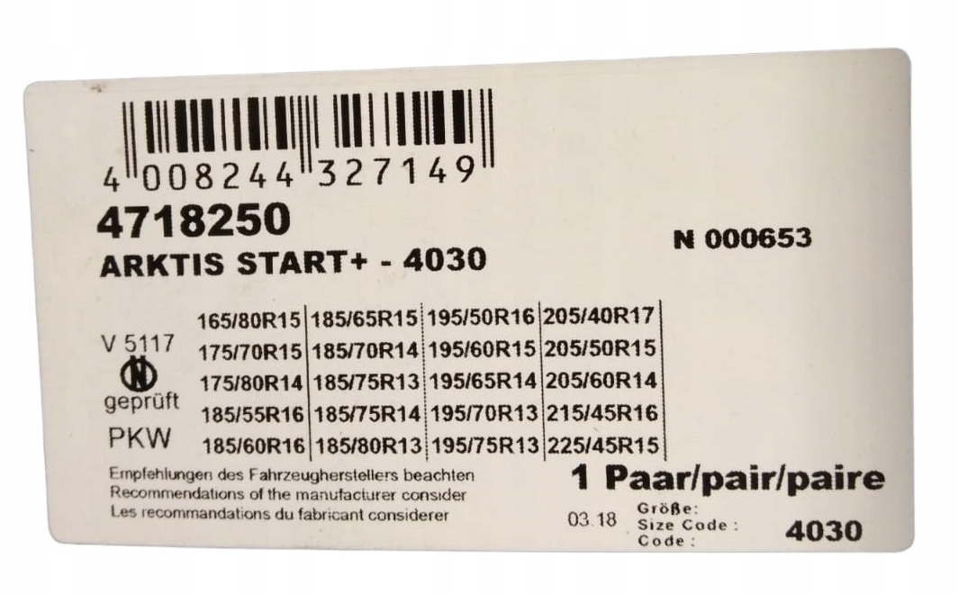Łańcuchy śniegowe RUD ARKTIS START+ 4030 9 mm KPL. Kod producenta 4718250