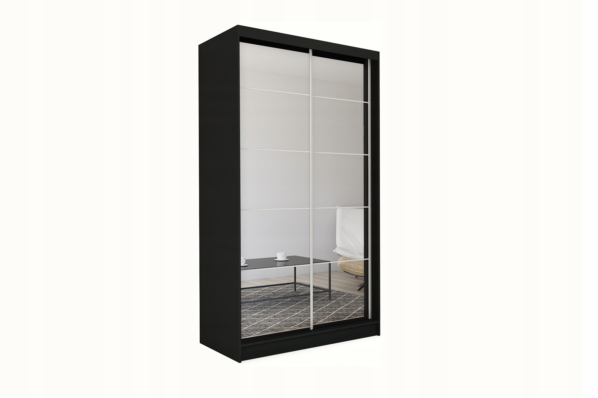 Skříň 150 cm se zrcadlem Skříň Dvoudveřová Černá