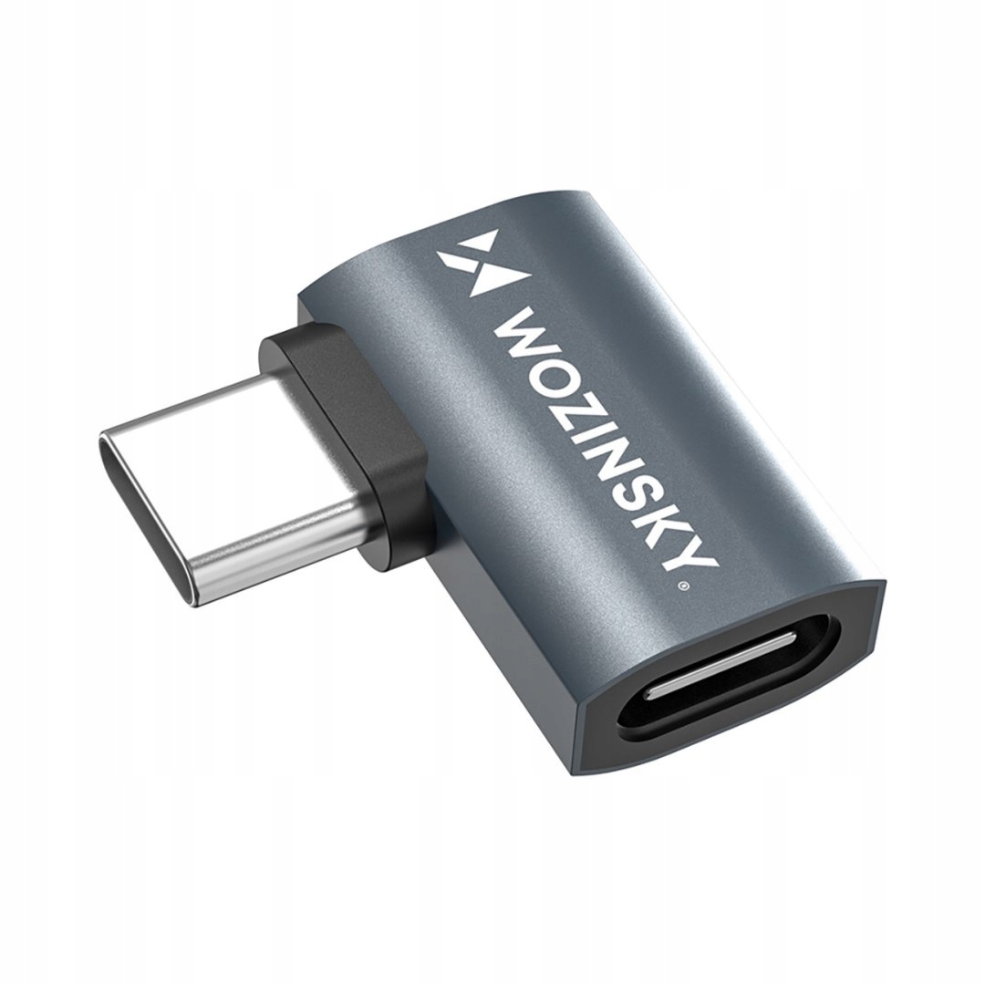 2x Adapter przejściówka kątowa boczna Usb-c 40Gb/s 240W 8K Otg szara