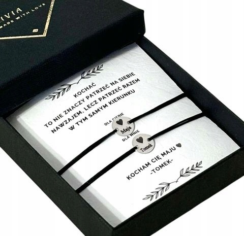 Bransoletki dla par, dla żony, męża, na rocznicę, Grawer Stal