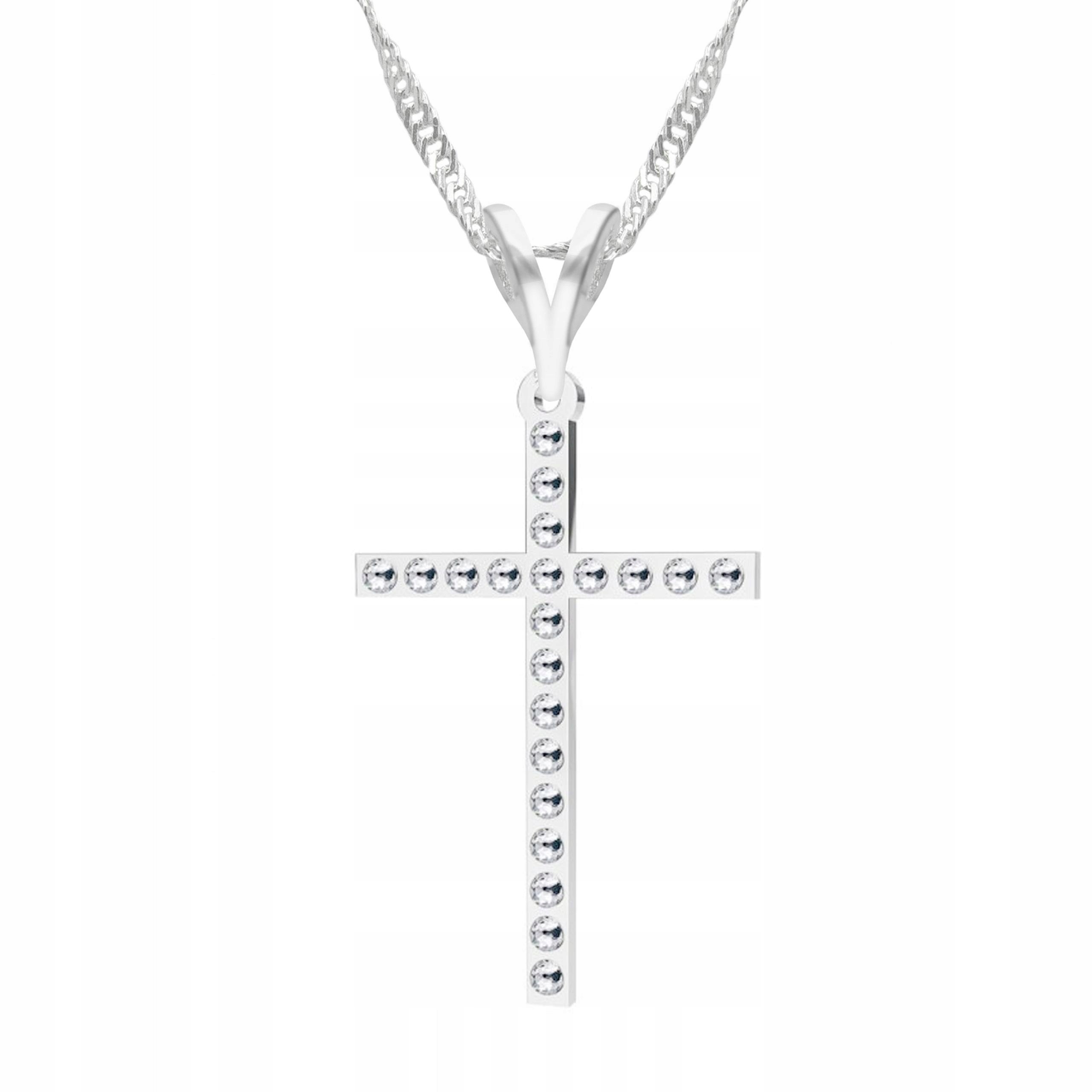 Stříbrný náhrdelník Křížek Křišťály Víra s křížkem Cross Stříbro 925