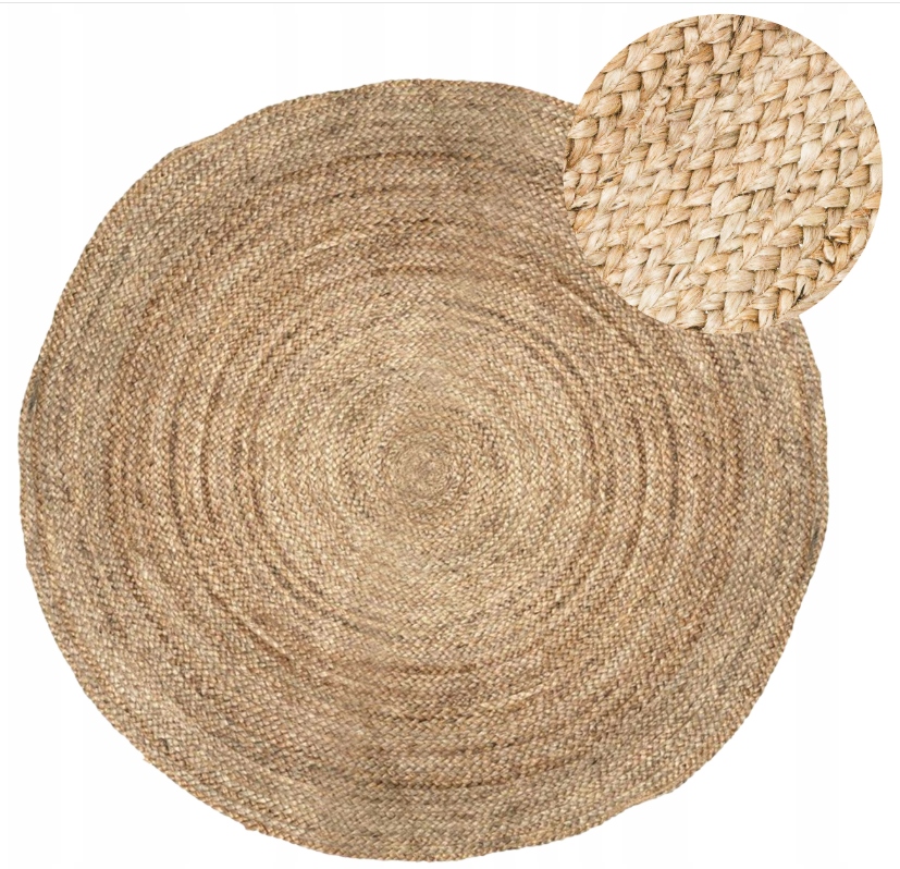 Kulatý Koberec Boho Rustikální Pletený Jutový Do Obývacího Pokoje Měkký, Módní, 120 CM
