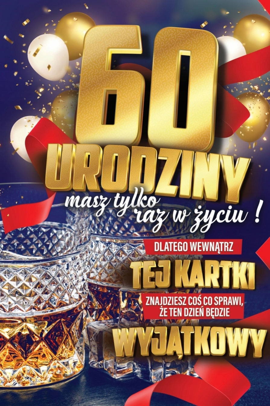 

Kartka z naklejką 60-tka na 60 urodziny dla Niego