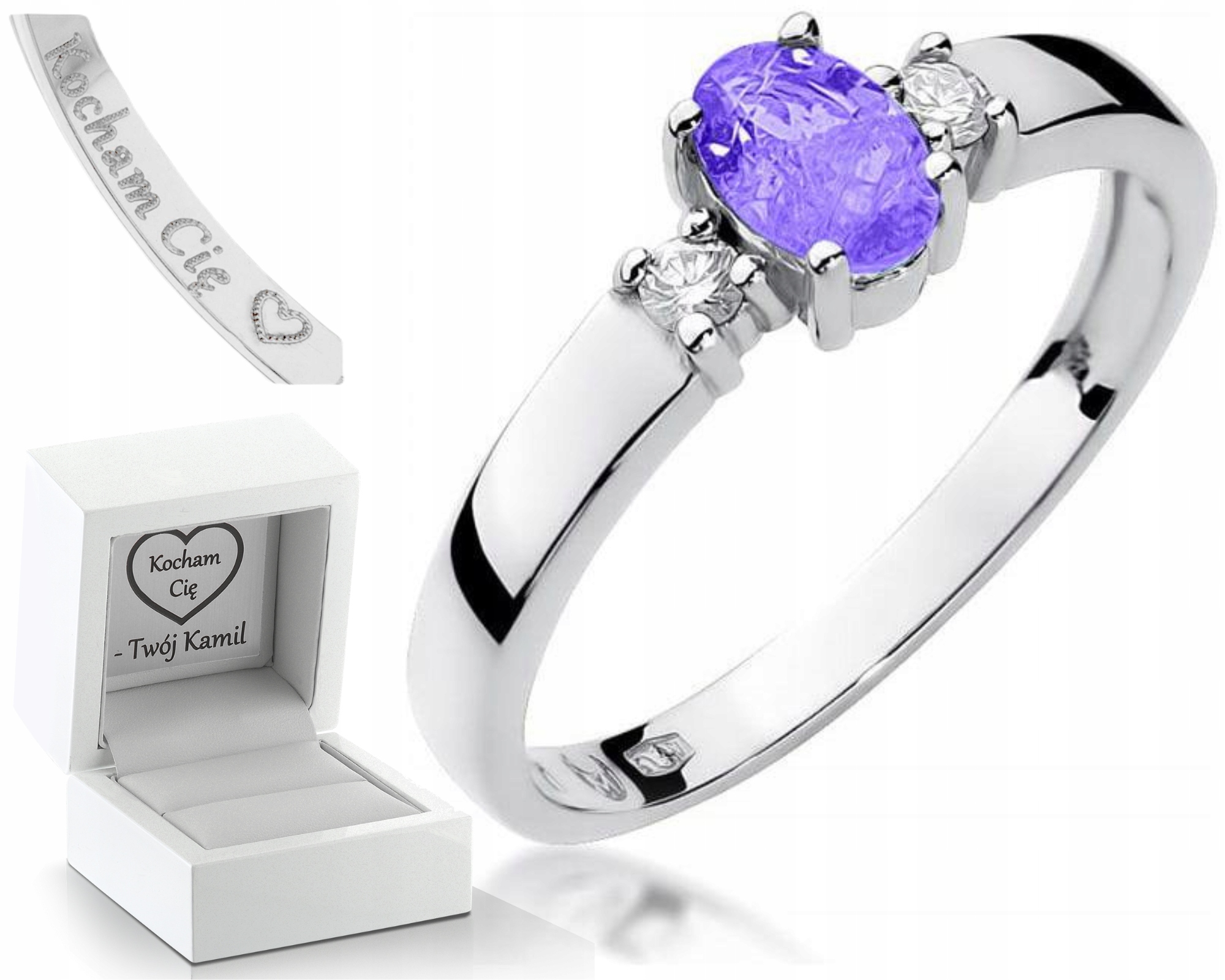 Prstýnek S Tanzanitem A Diamanty Gravírování Zdarma