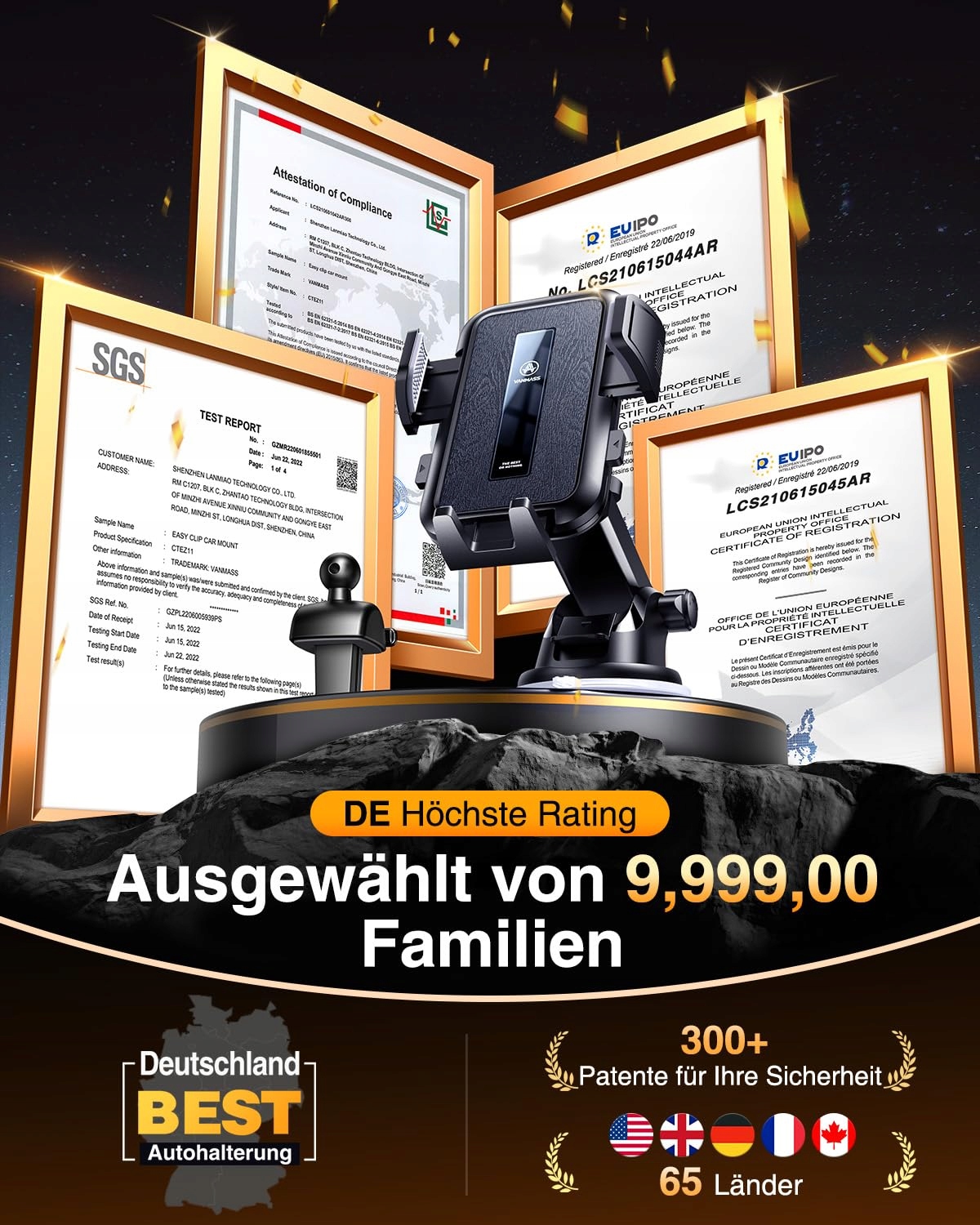 VANMASS Uchwyt Samochodowy Do Telefonu iPhone Android Uniwersalny — miniatura 2