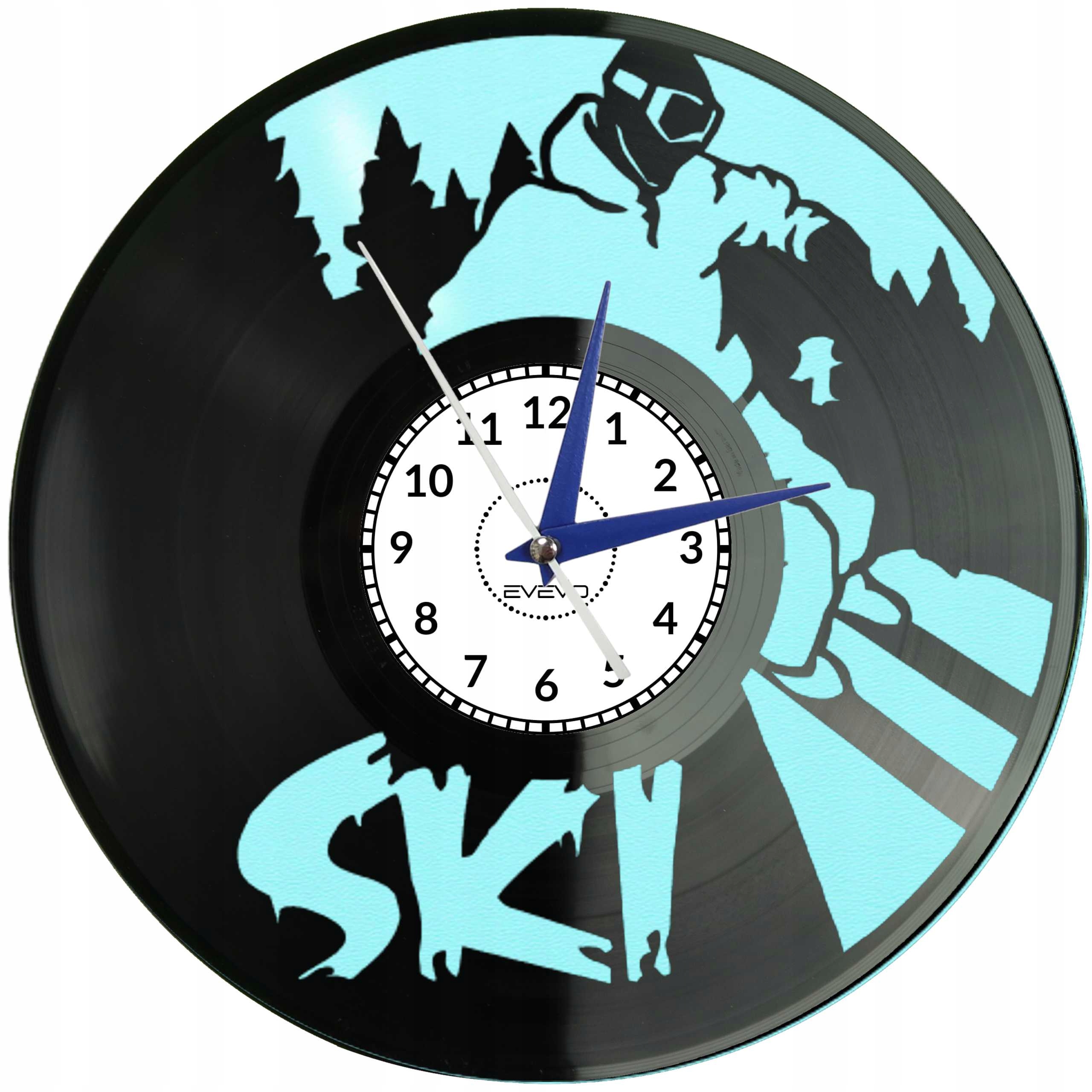 Nástěnné hodiny Ski Lyžování Lyže Dekorativní hodiny na vinylu C0018