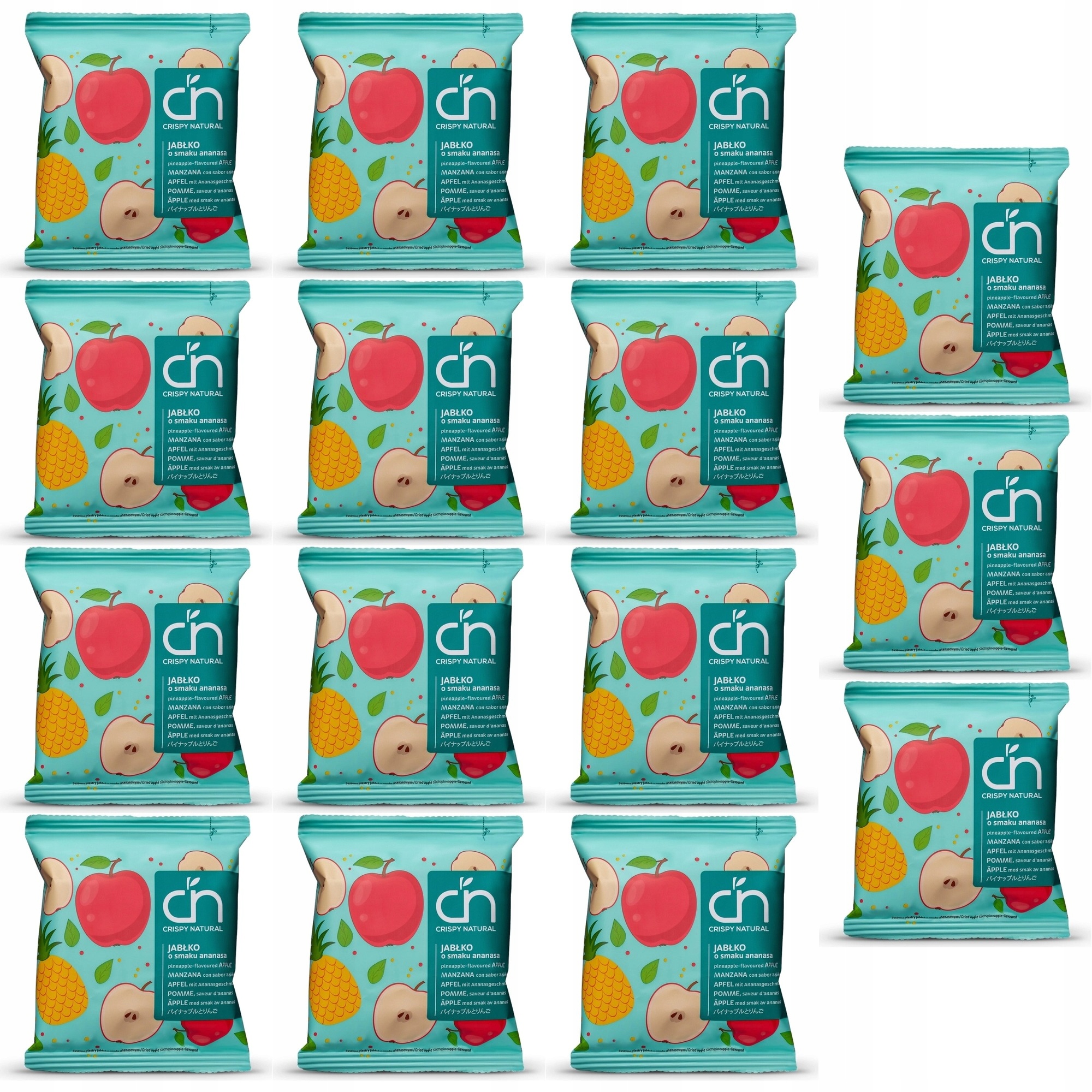 Zestaw Crispy Natural Jabłko o smaku ananasa Suszone chipsy z 15 szt.