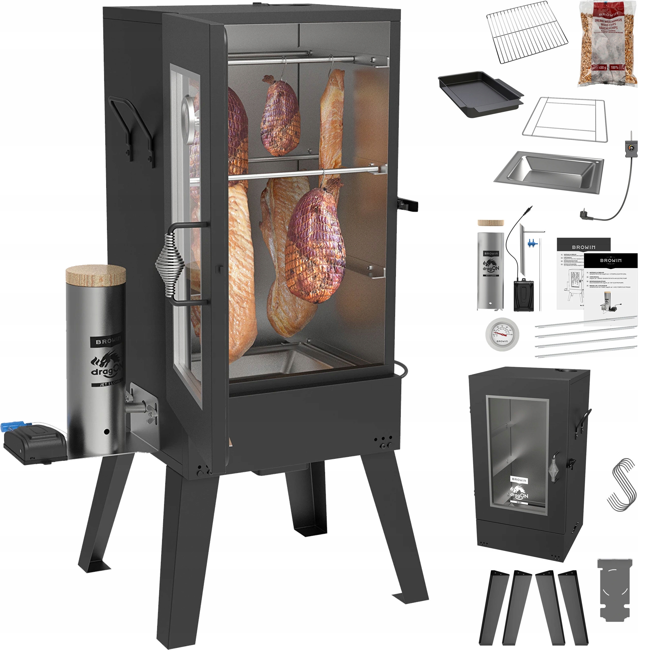 Elektryczna Wędzarnia Browin dragON Automatyczna Generator Dymu Szyba 70L