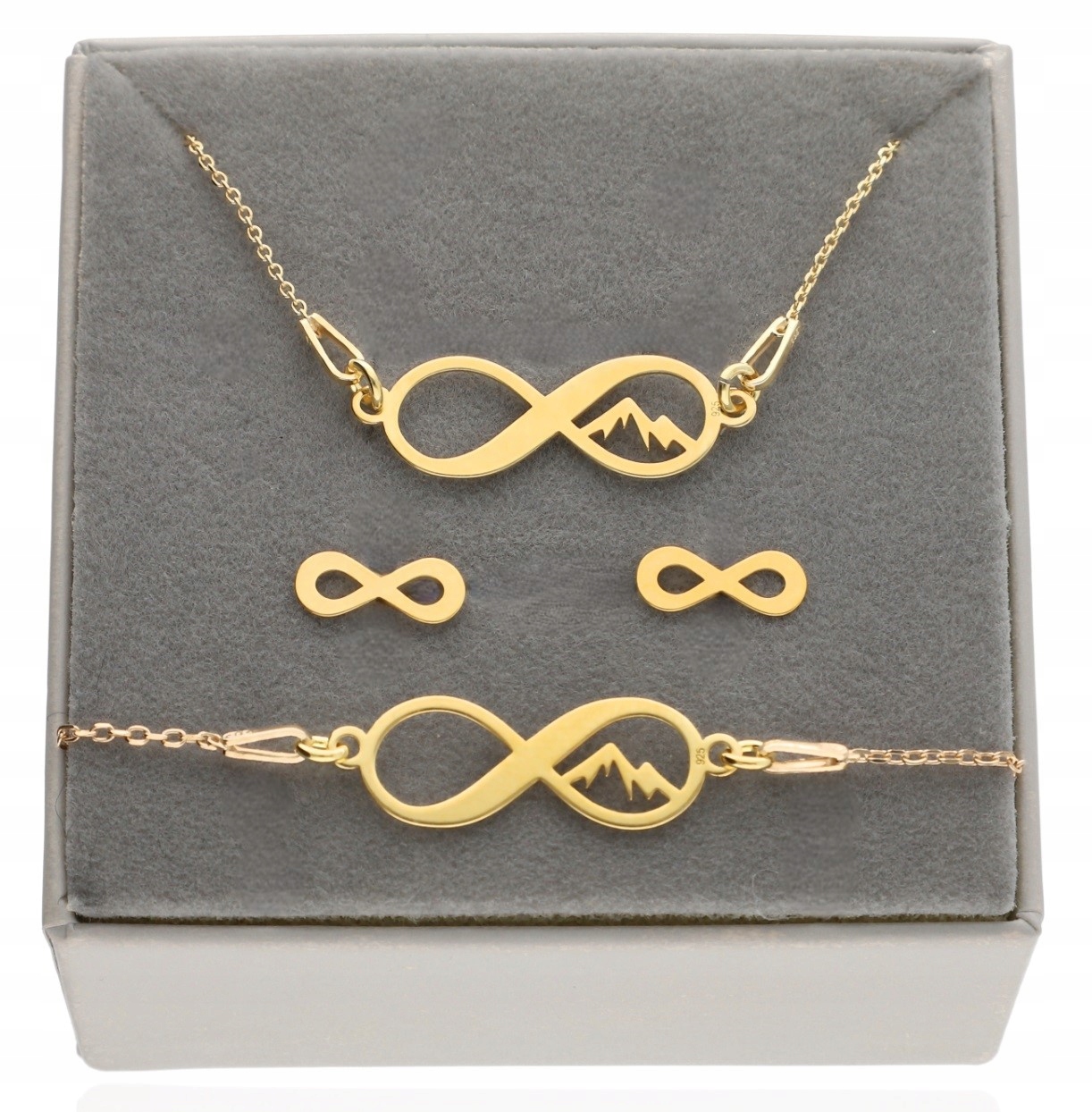 Velká zlatá Sada šperků nekonečno hory s horami Gravírování stříbro