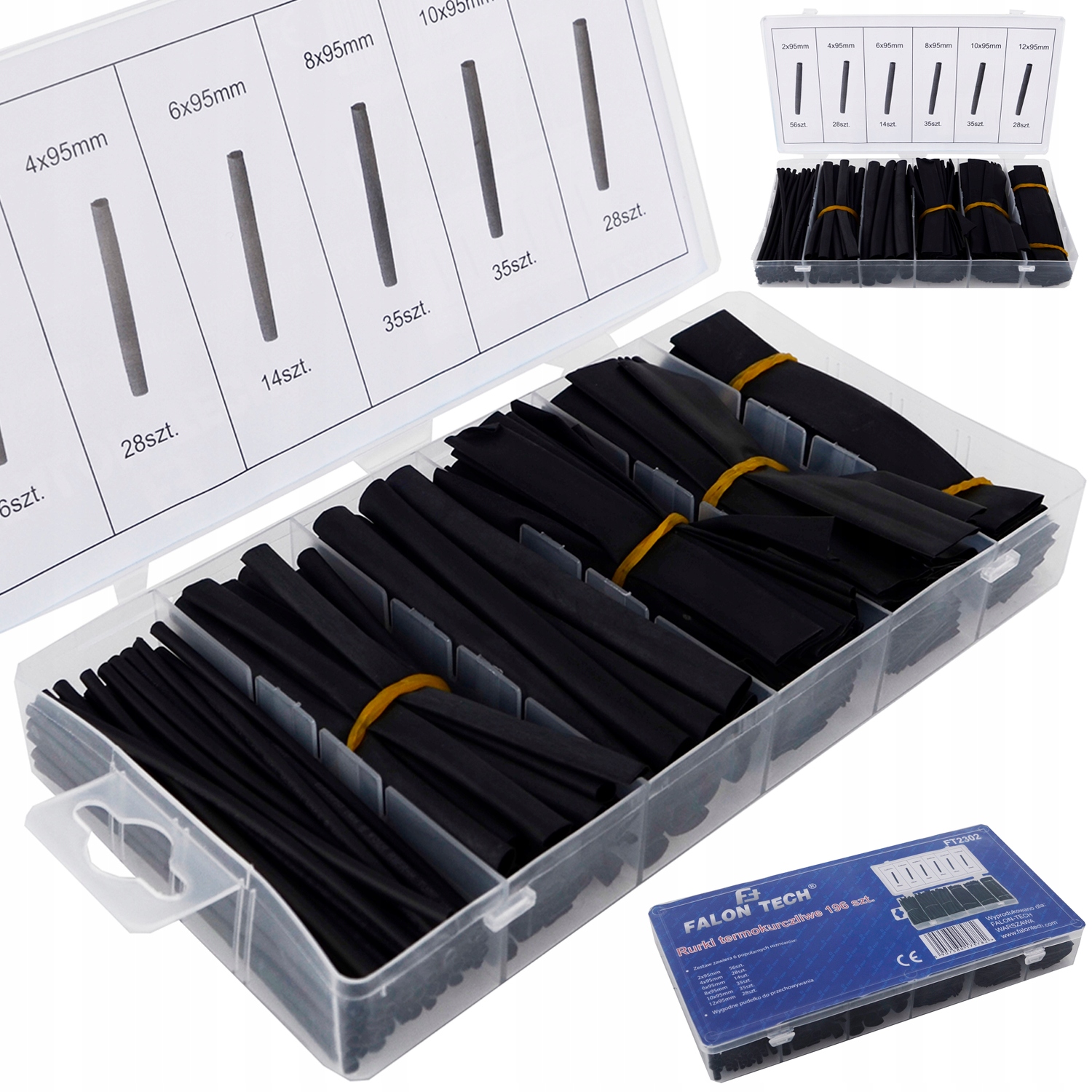 ZESTAW RUREK RURKI TERMOKURCZLIWE 196SZT CZARNE