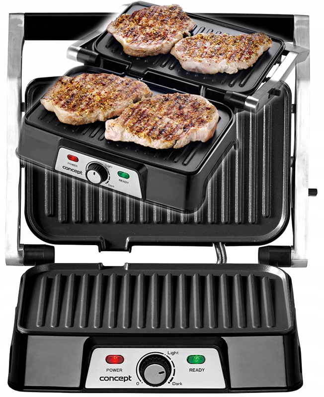 Kontaktní panini, skládací elektrický gril Concept EG2005 stříbrný/šedý