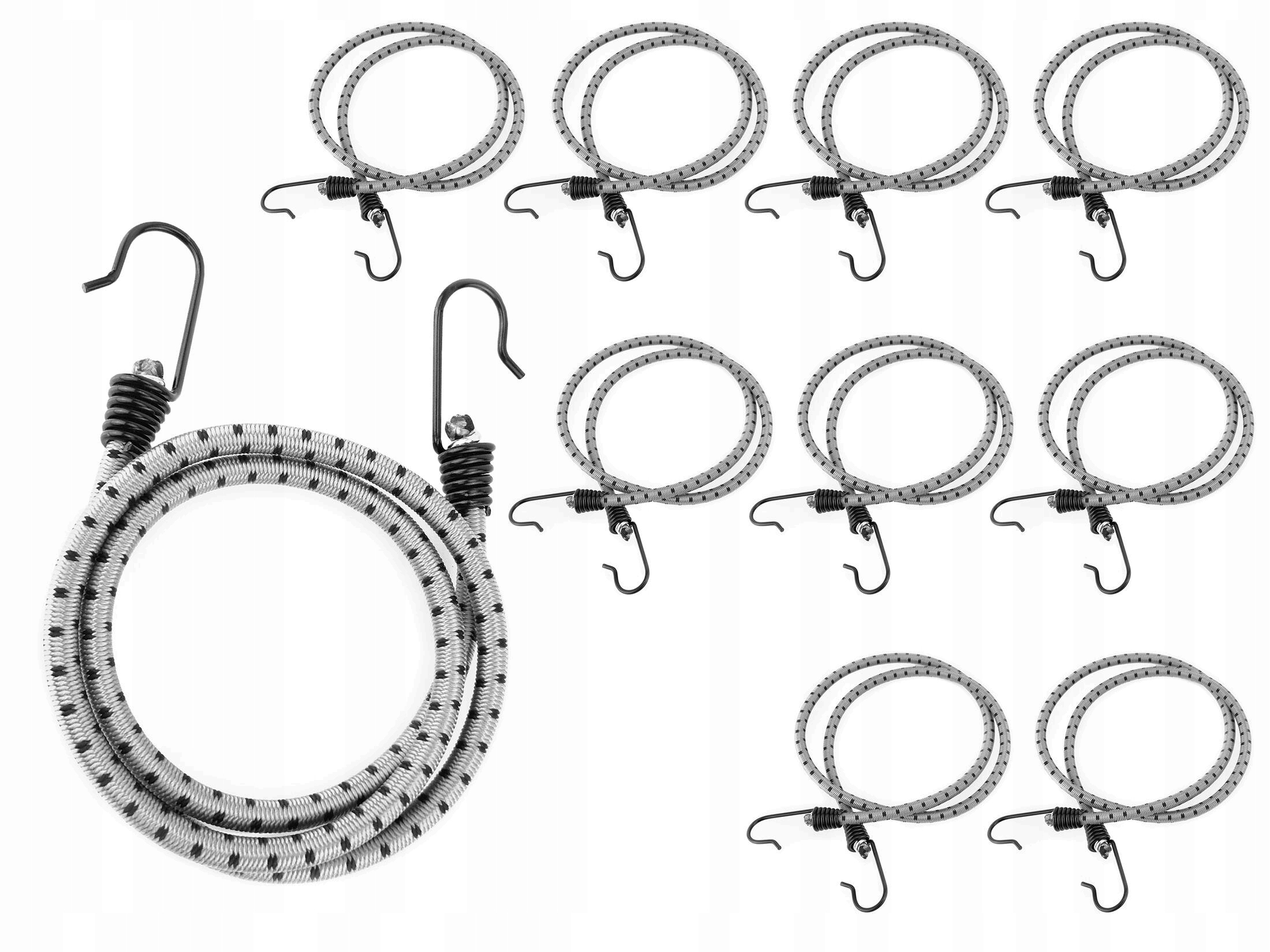 Sada upevňovacích gum s háčky, expandér 8 mm pro zavazadla, 10 ks 90 cm