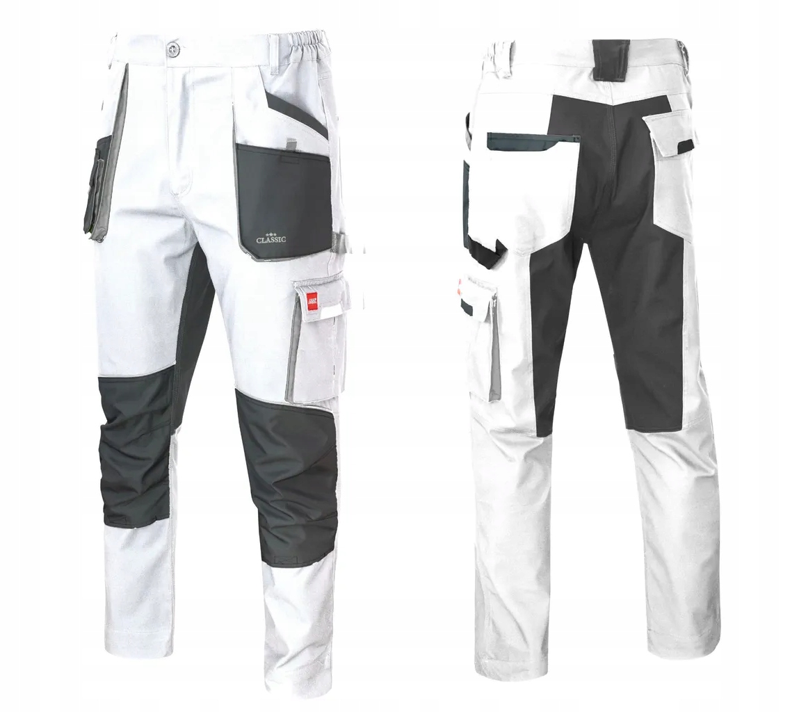 Spodnie robocze do pasa Wytrzymałe Elastyczne białe Classic Stretch Slim 54