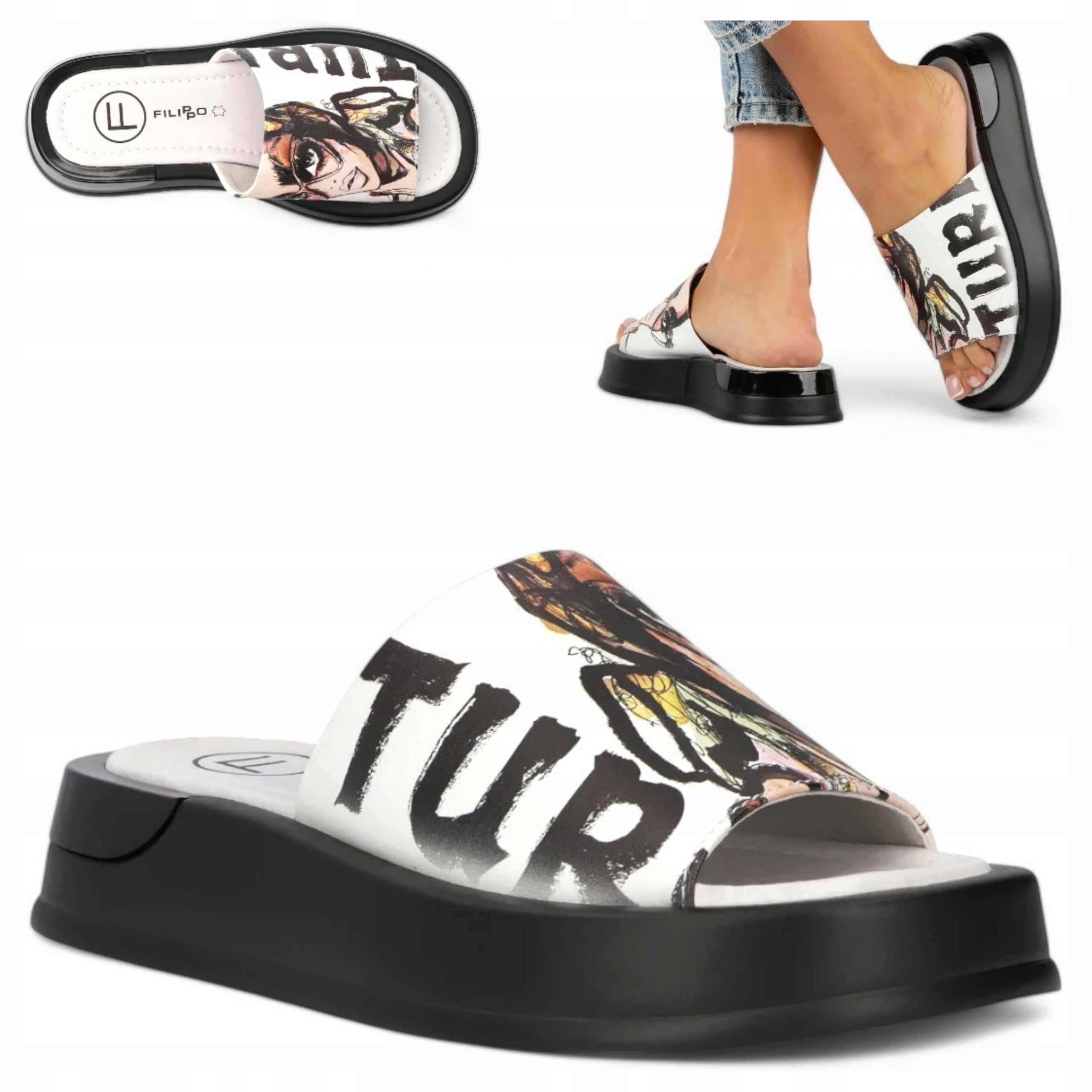 Nazouváky 40 Filippo na platformě, elegantní, pohodlné, bílé