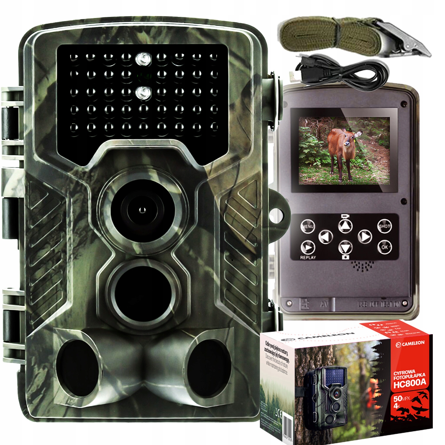 Fotopułapka Ir Kamera Leśna Myśliwska Polskie Menu na kartę Sd Uhd 4K 50Mpx