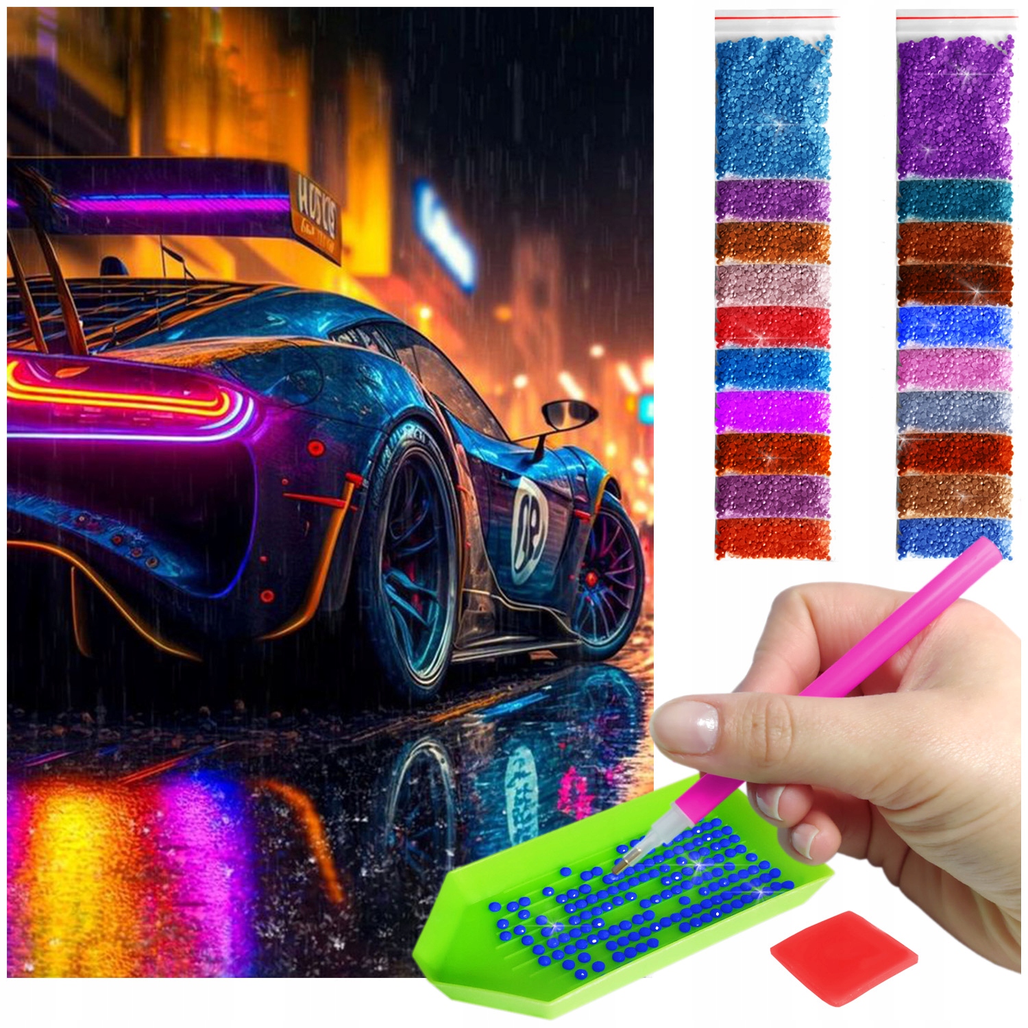 Auto Výšivka Diamantový diamond painting mozaika cyber auto 60x40cm