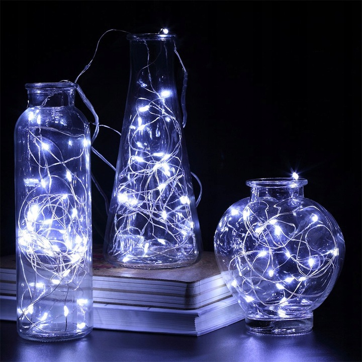 LAMPKI NA BATERIE ŻYŁKA DRUCIKU BIAŁE ZIMNE 50LED Marka Led