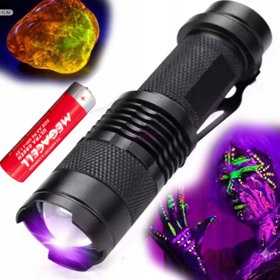 Kieszonkowa 395nm latarka Uv latarka do szukania Bursztynów Xpe Cob Zoom