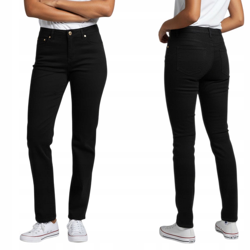 M.sara Damskie Spodnie Jeansowe Slim Lekko Zwężane, Push-up 42 XL Czarne