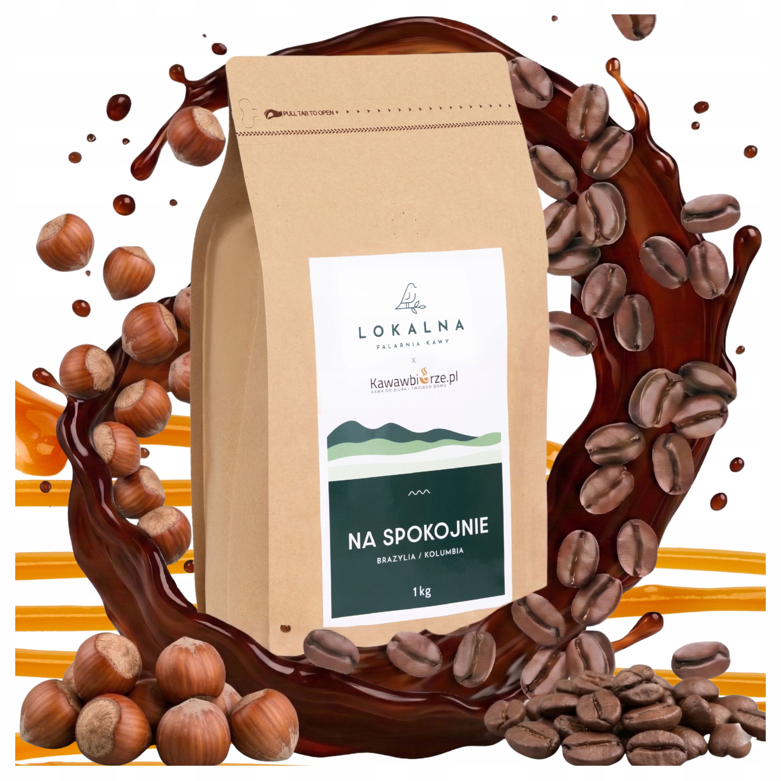 Kawa Ziarnista 1kg Arabica 100% Smakowa Brazylia Kolumbia Karmel Orzech