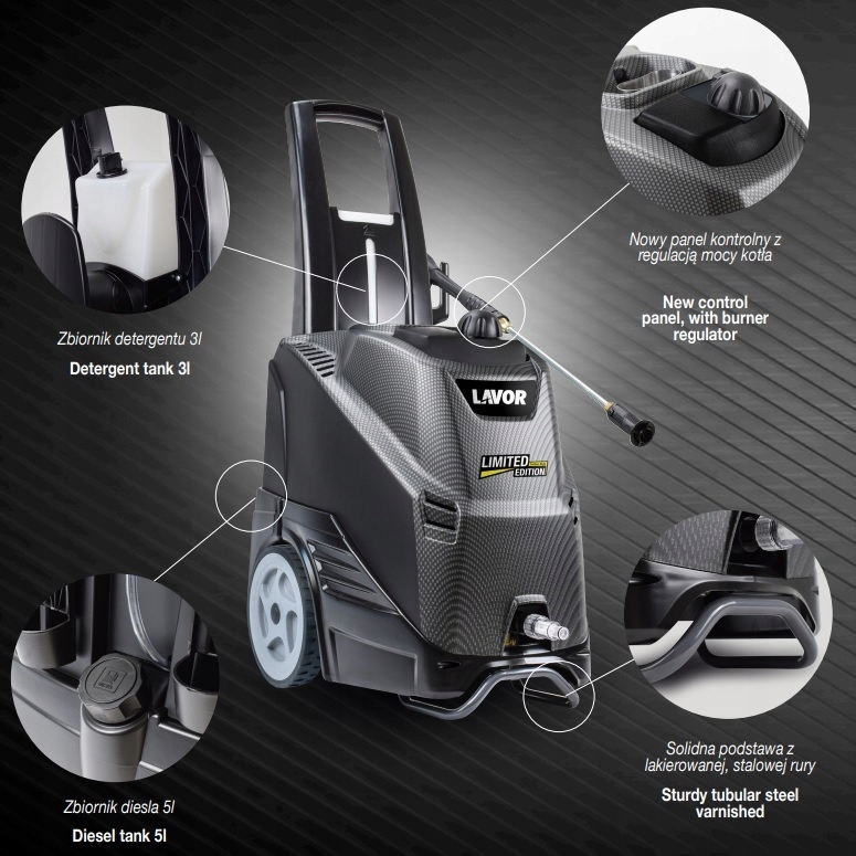 LAVOR RIO R MYJKA z podgrzewaniem wody + ROTACYJNA + PIANOWNICA Ciśnienie robocze 140 bar