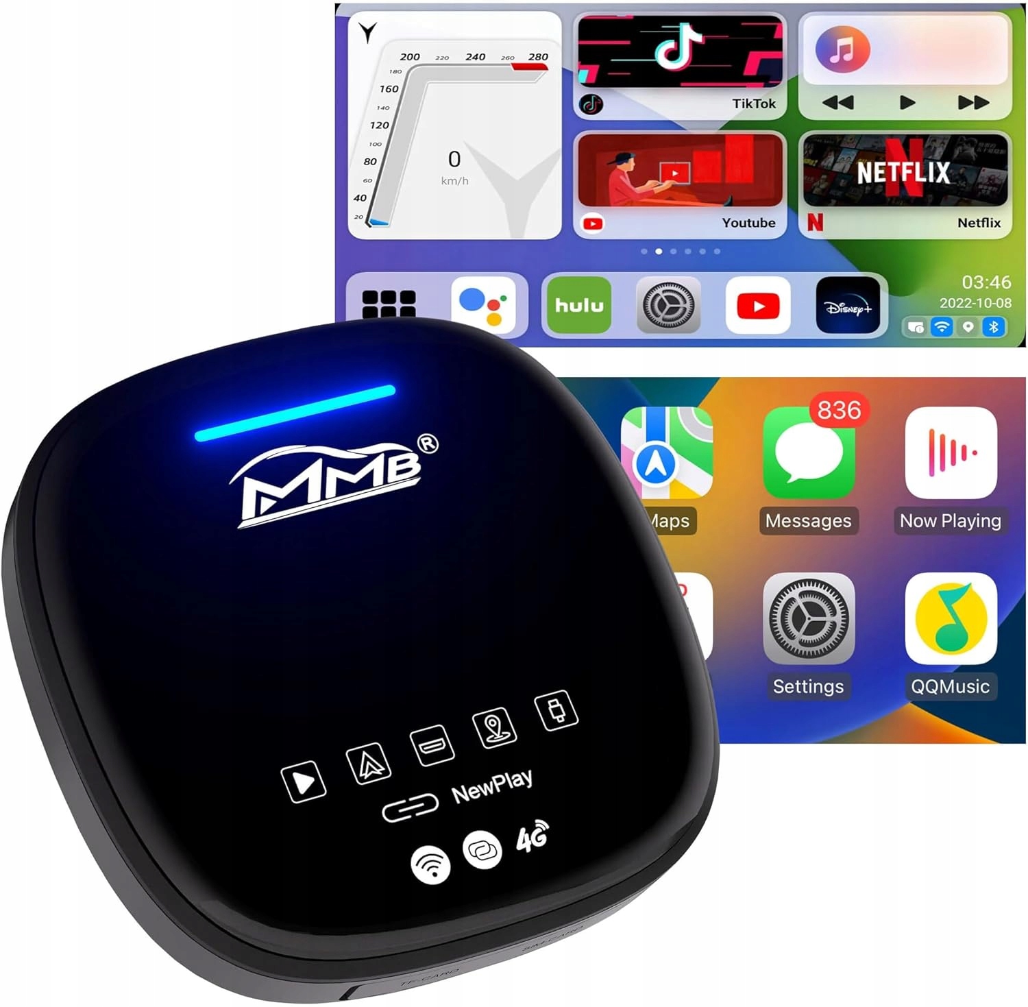 MMB MAX Wireless CarPlay Android Auto Multimediálny adaptér