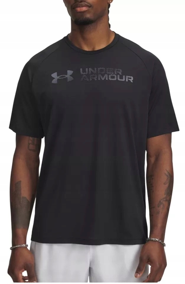 Under Armour Koszulka Męska Sportowa T-shirt Tech Termoaktywna Czarna M