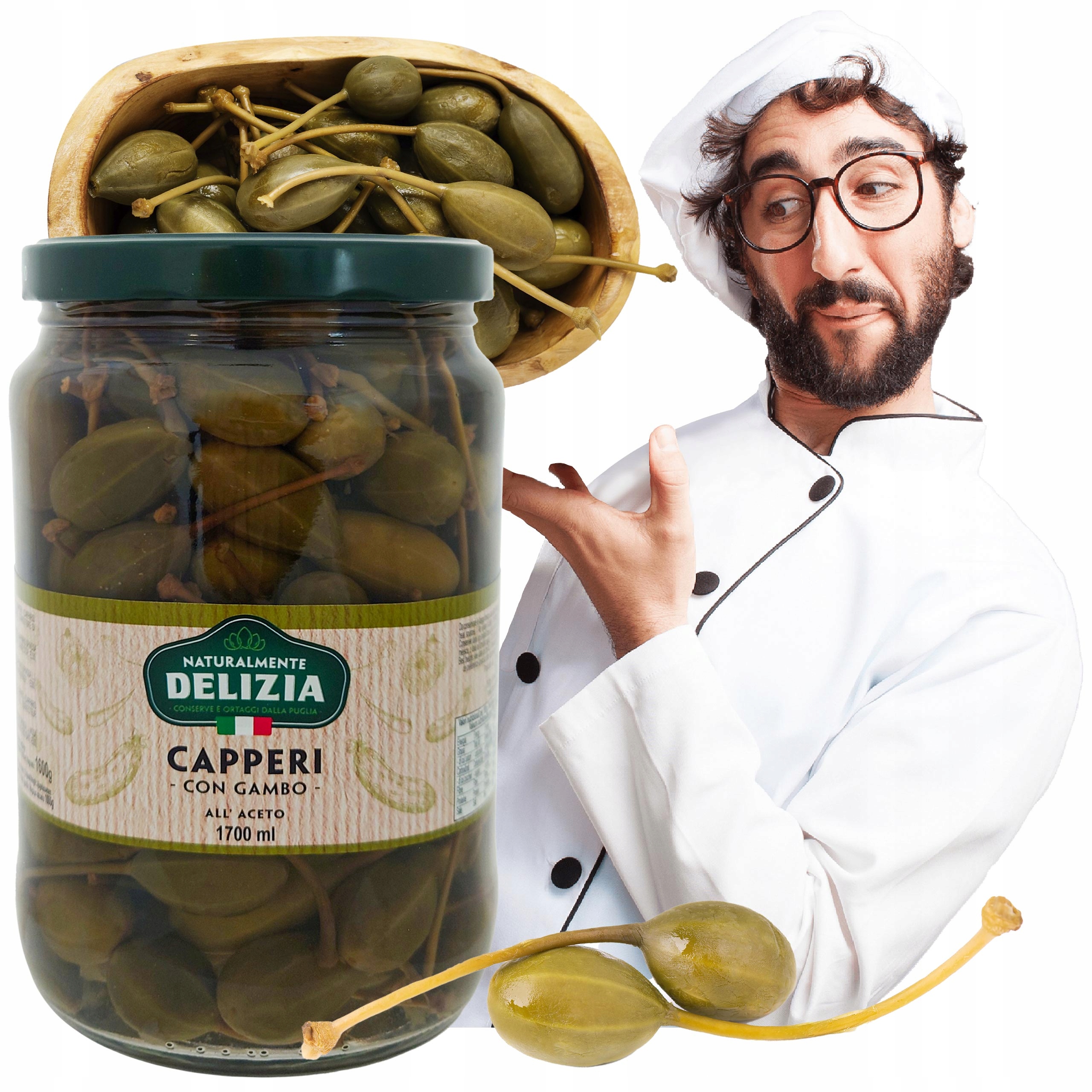 Levně Kapary s Stonekem 1700 ml V Octě Delizia