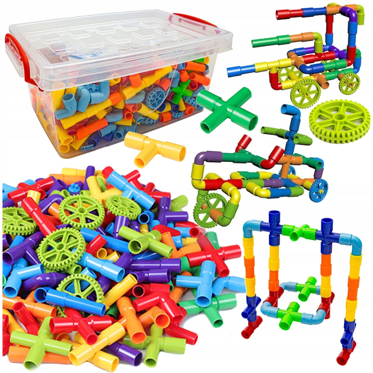 

Klocki konstrukcyjne rurki rurociąg koła 340 el.