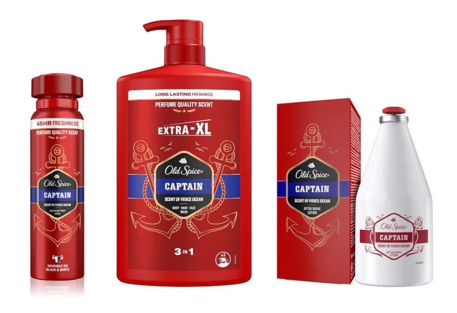Captain — zestaw: woda po goleniu, spray i żel
